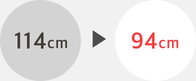114cm → 94cm