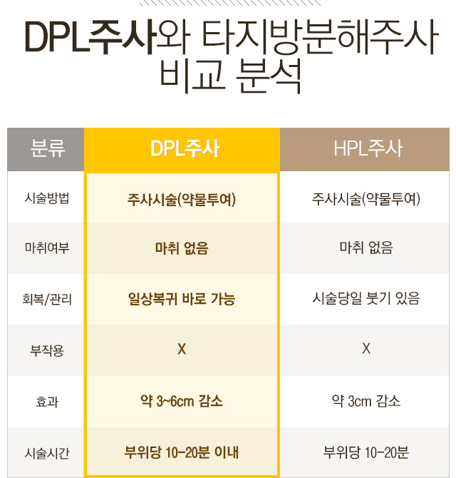 DPL주사와 타 지방분해주사 비교 분석